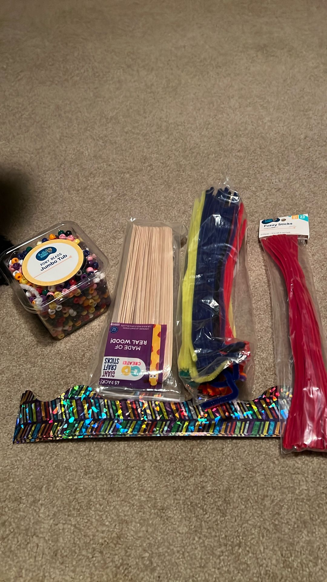 Kids arts And craft Pipe Cleaners Giant craft sticks Lots Of Pony beads