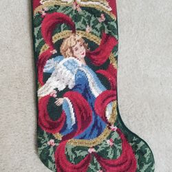 Needlepoint Angel Christmas Stocking 
