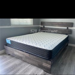 King Grey Aticus Bed With Ortho Mattress Included!!