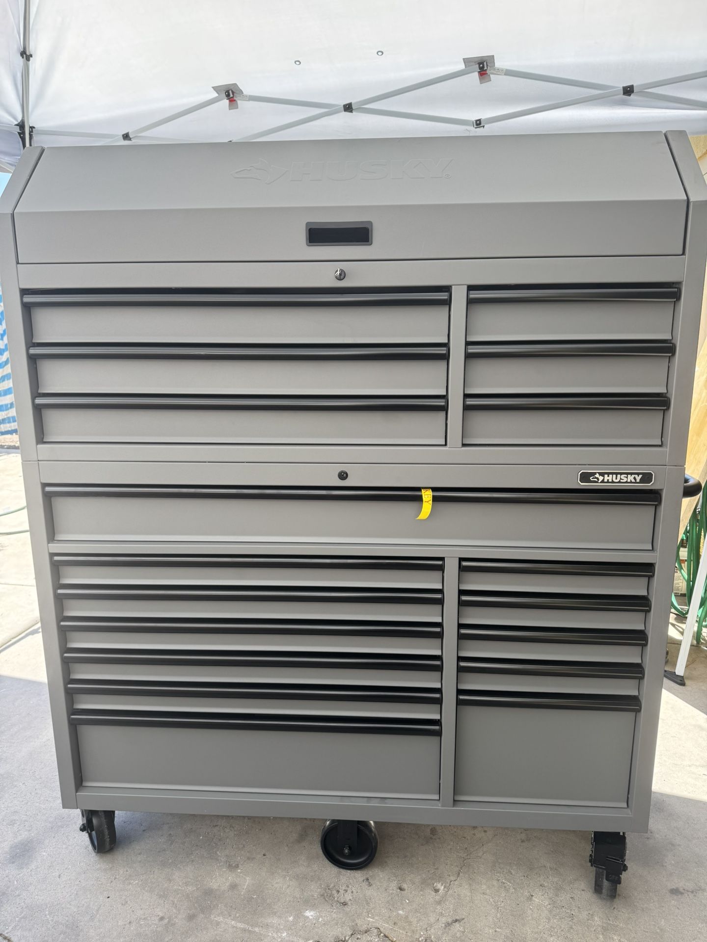Husky 56 in. 18-Drawer Professional Tool Chest and Cabinet Set, Matte Gray