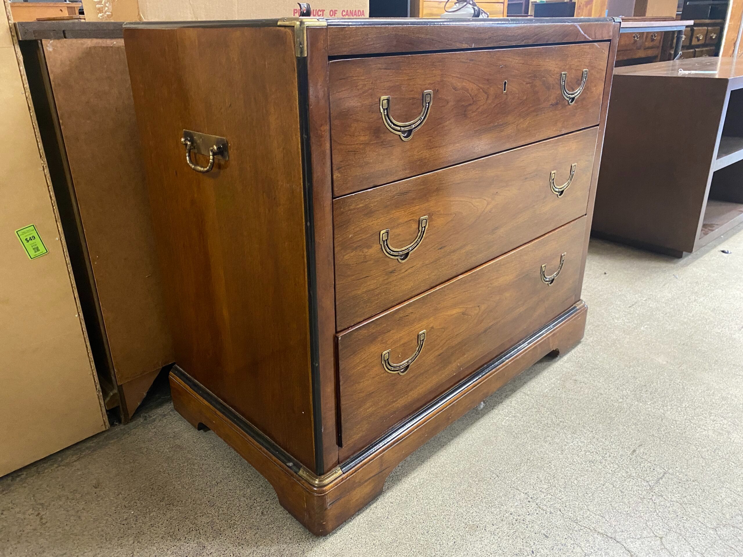 NATIONAL MT. AIRY Campaign Style 3 Drawer Chest