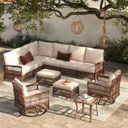 High Quality Patio Sofa Set With Swivel Rocking Chairs Brand New Patio Set High Quality Brand New