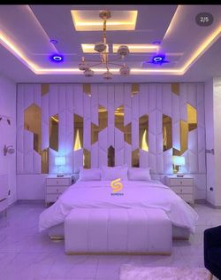 White and Gold King Bed Frame