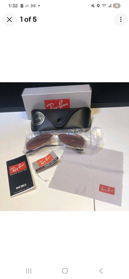 Ray Ban Mens Lei Peng Sunglasses Gold Aviator QB2457 With Case & Box