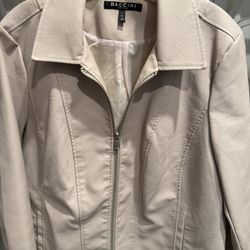  Baccini faux Leather Cream Jacket  Large Women’s  