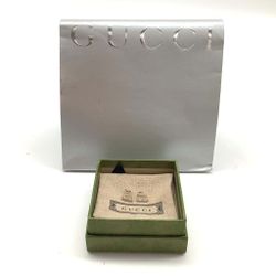 GUCCI 925 Sterling Silver Trademark Heart Shape Stud Earrings in Box