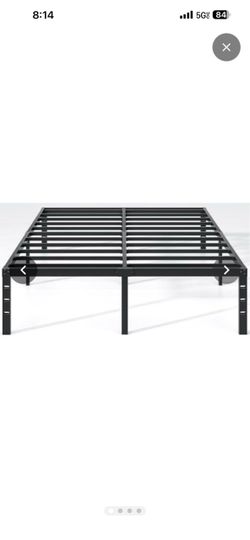 Metal Bed Frame,Queen Size Bed Frame with Storage Space,14 Inch Heavy Duty Sturdy Mattress Foundation,Easy Assembly,No Box Spring Needed, Black