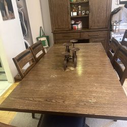 Dining Table + Hutch Cabinet Set (Solid Wood)