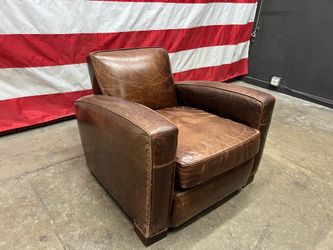 Restoration Hardware Library Nail Head Leather Chair
