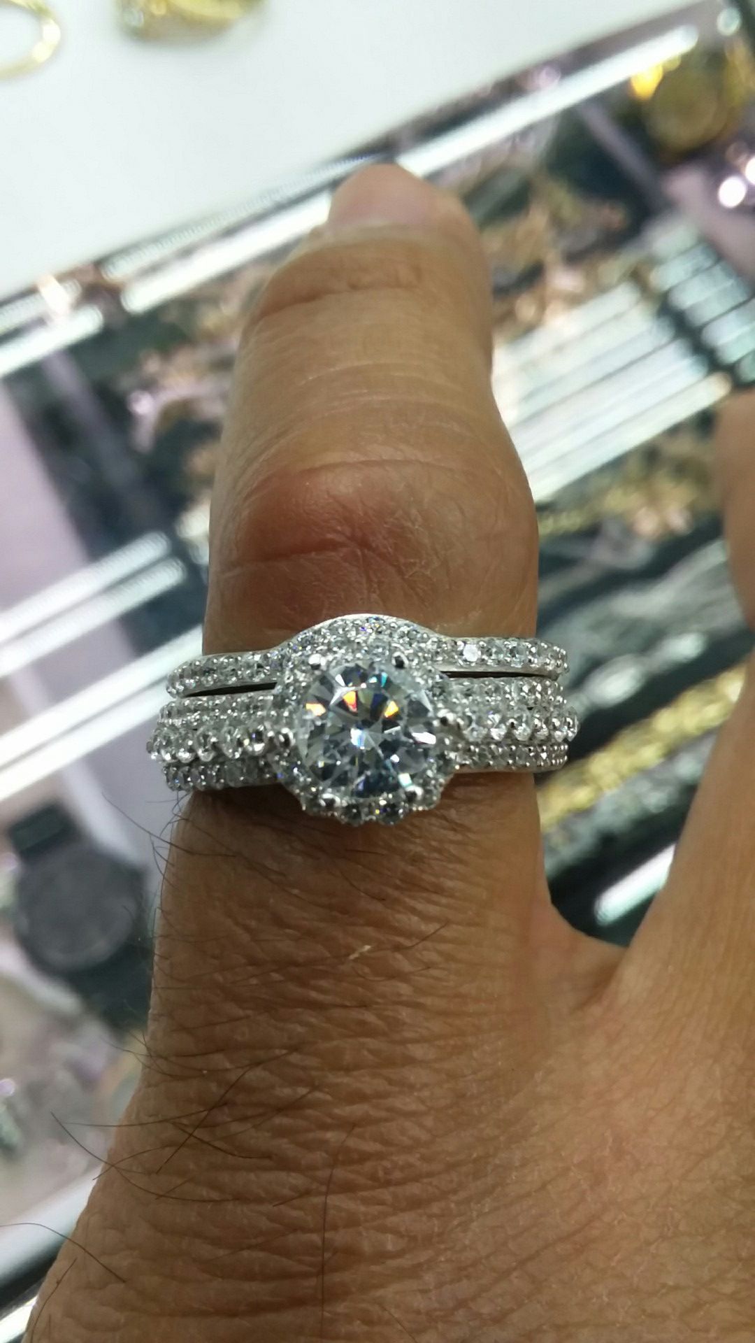 14k white Gold Engagement ring CZ 5 grams