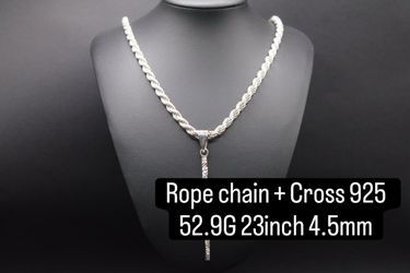 925 silver Rope chain + cross