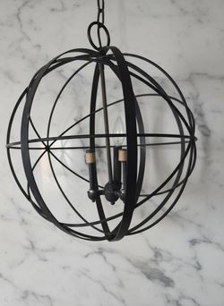 Vintage Mid-Century Modern Open Orb Metal Sphere Chandelier