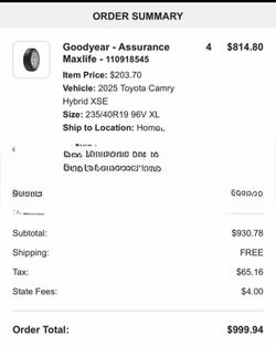 235/40/r19 Goodyear max life tires new