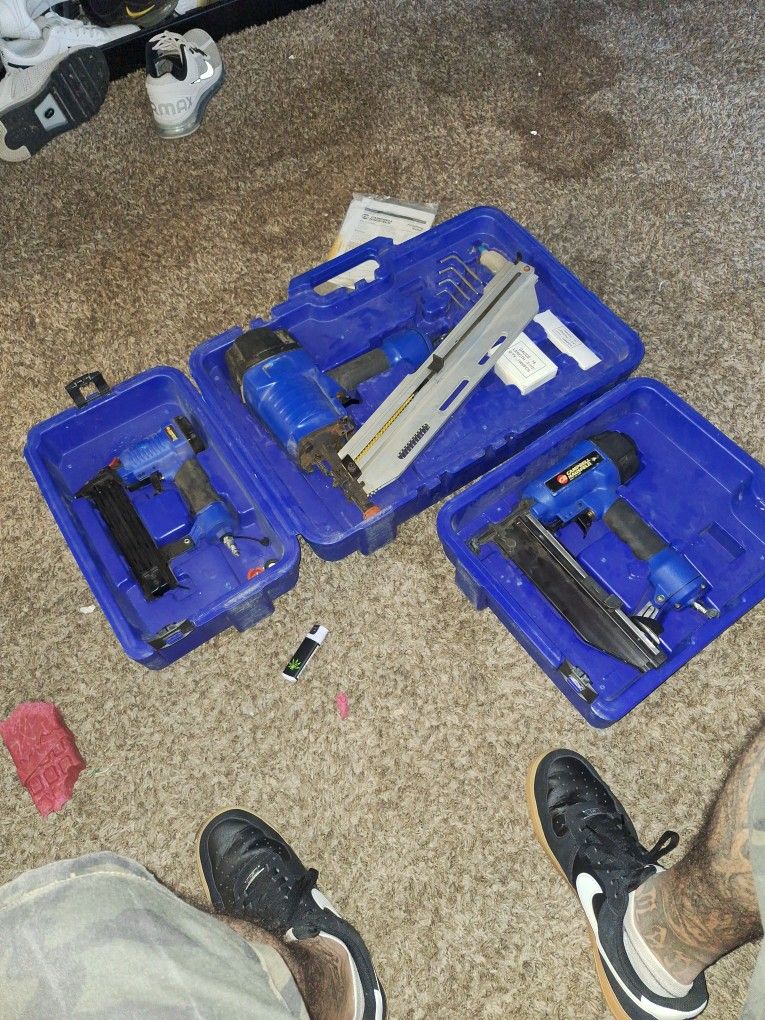 Cambel Hausfeld Nail Gun And Two Finishing Nail Guns 