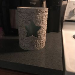 Stucco Candle Holder Off White With Glass Holder For Candle