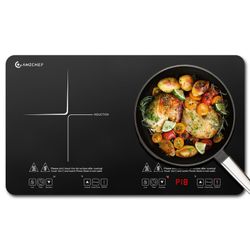 AMZCHEF Double Induction Cooktop, 1800W