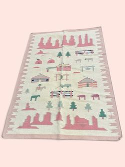 Handmade 4x6 100% Wool Southwestern Rug