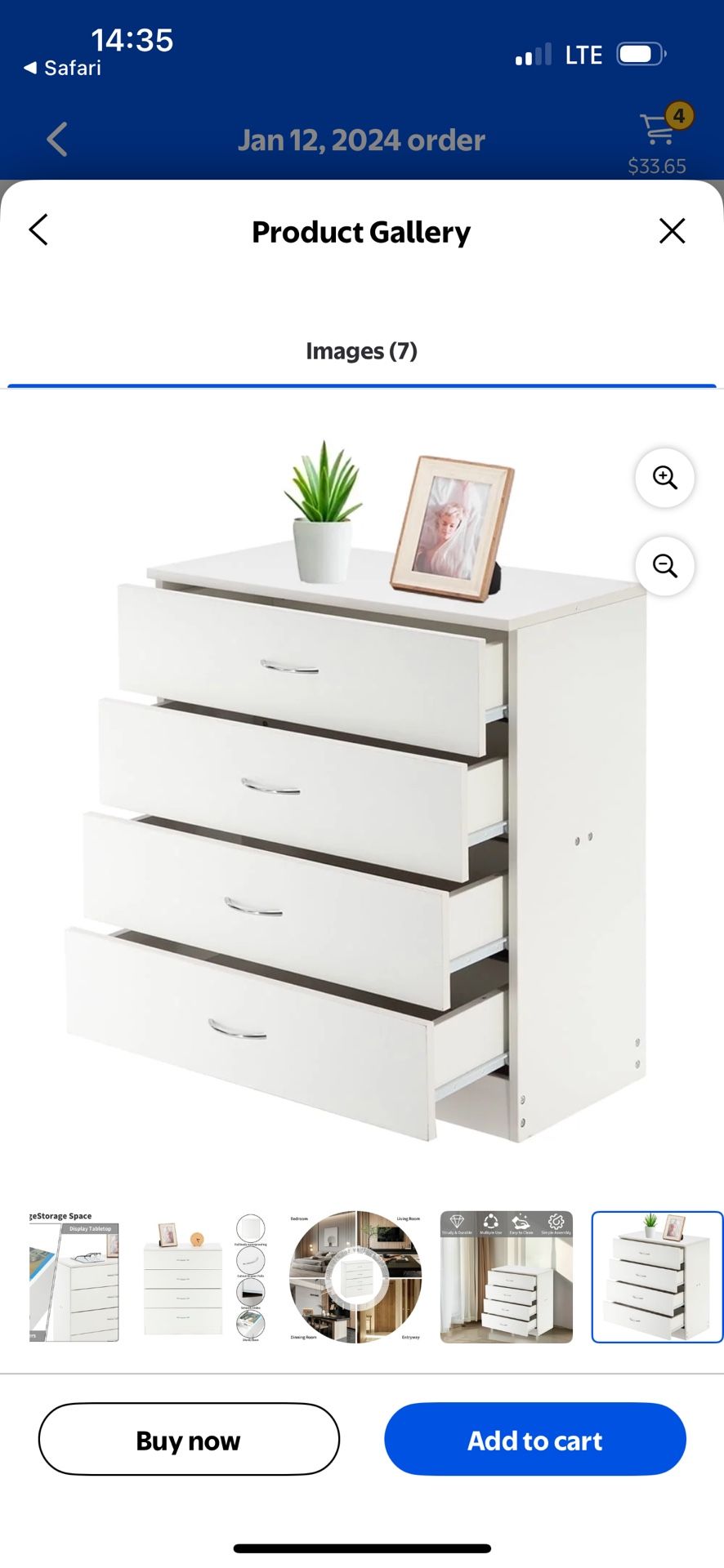 White 4 Drawer Dresser, Chest of Drawers for Bedroom, Modern Storage Cabinet Dresser Organizer Unit with Handle for Living Room, Closet, Hall