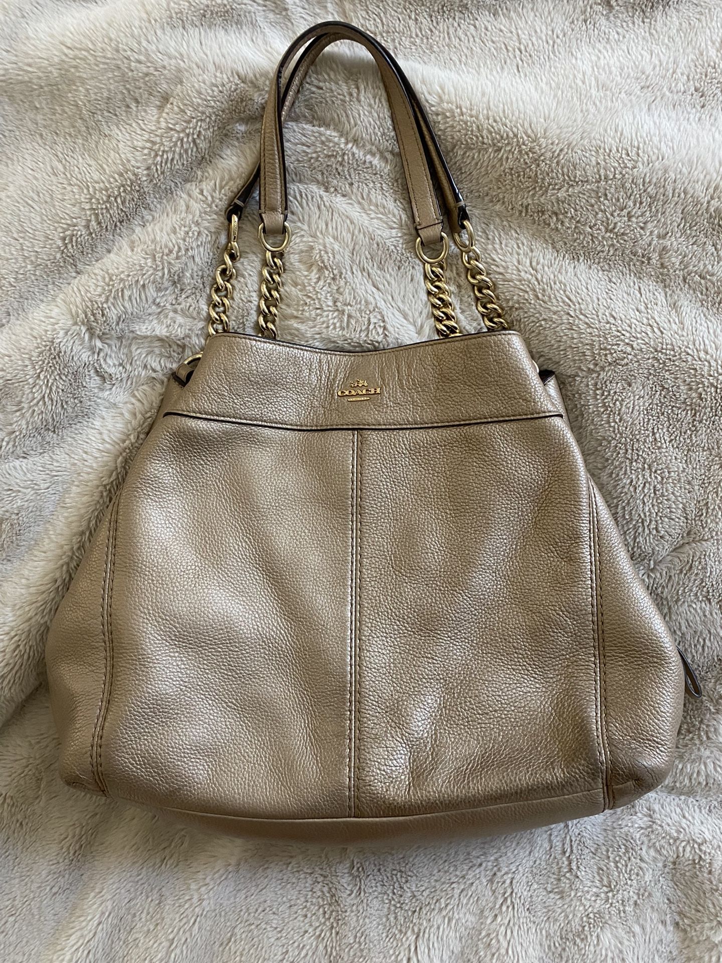 Gold Colored Coach Bag Med-large