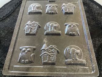 spooky Halloween Chocolate Molds 3 Shapes Haunted House Owl Black Cat