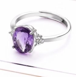 Brand New Genuine Amethyst and Sterling Ring