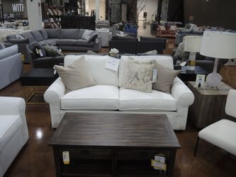 Stone & Leigh Kate 2pc Roll Arm Sofa + Chair - White | Couch | Living Room Couch