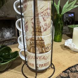 Pier One Coffee Cups Eifle Tower Cafe Cups And Rack