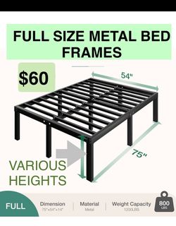 14” or 18” or 22” Full Size Bed Frames- Metal Platform Full frame  /Mattress not Included/Heavy Duty /Mattress not Included/Steel Slat Mattress Found