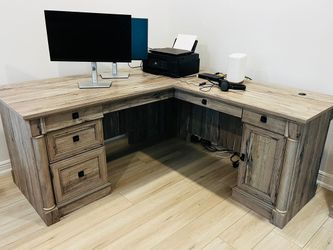 Sauder® Palladia 65"W L-Shaped Corner Desk, Split Oak