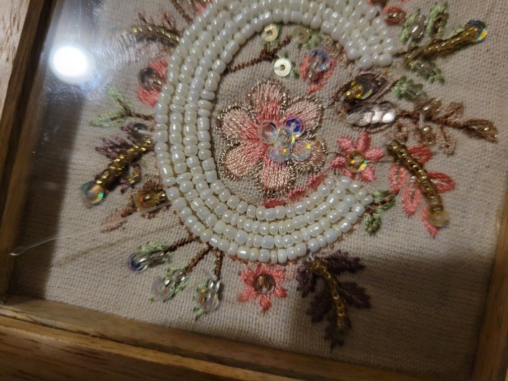 Jewelry Trinket Box Decorative Embellished with Pearls and Beads, from India