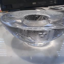 ORREFORS HOLLY DAY Lead Crystal Votive Candle Holder 