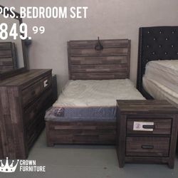 4pcs. Full Size Bedroom Set (Mattress Included)