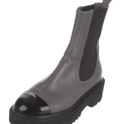 Chanel CC Logo Leather Chelsea Boots 