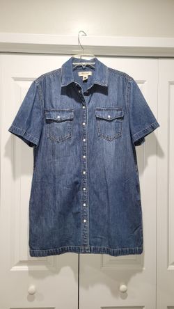 Madewell (M) Denim Mini Shirtdress w/ hip slit pockets Full Pearl Snap Front Excellent Condition PRICE Is Firm Cash Only