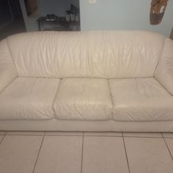 White Leather Couch And Love Seat
