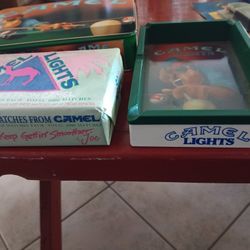 Vintage 90s Camel Lights Ashtray And Tin With 50 Unopened Match Books