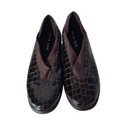 David Tate Womens Size 8.5 Slip On Loafers Dark Brown Animal Print Leather Comfort Shoes