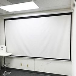 (New in box) $60 Manual 100” 16:9 Projector Screen Manual Pull Down Matte White Viewing Area: 87x49” 