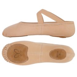 New Big Girls Size 2.5 Split Sole Beige Ballet Shoes Dance Slipper