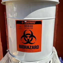 Like new JUSTRITE 05930 Biohazard Waste Can,18-1/4 In. H 