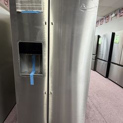 KitchenAid 36 in. 20.8 cu. ft. Counter Depth Side-by-Side Refrigerator in Stainless Steel with Exterior Ice and Water Dispenser