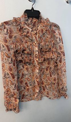 Paisley Print Ruffle Blouse check more photos size M