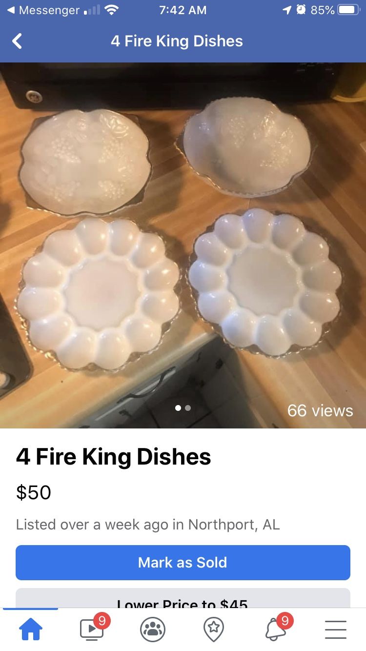 Fire king milk glass