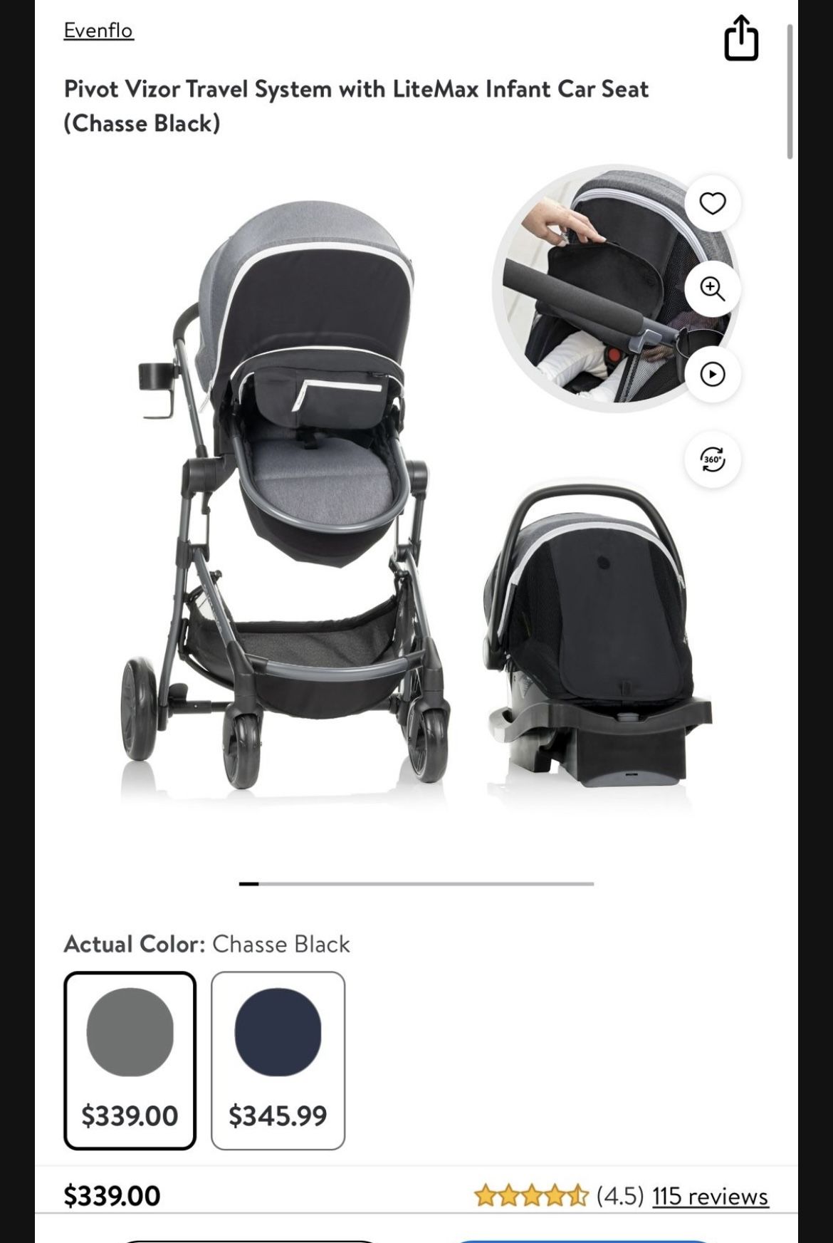 Pivot Visor  Travel System With Litemax Infant Car Seat 