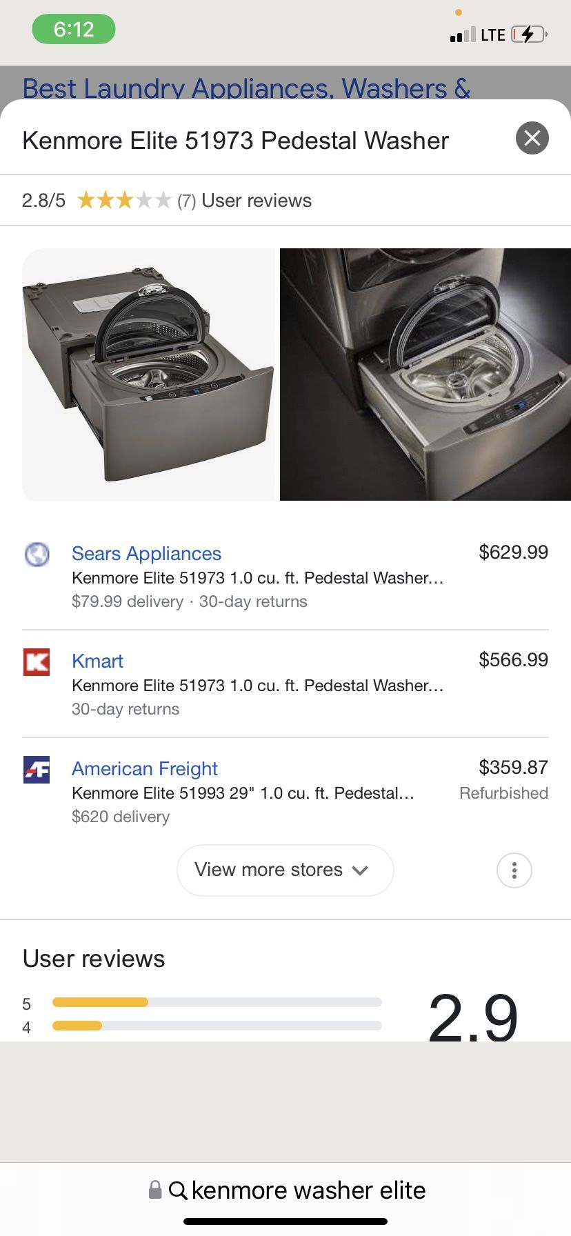 Stainless Steel Brand New In Box Kenmore Washer 1 Year Manufactur Pick Up Only Original Price $630