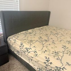 King Size Bed Frame With 12 Inch Memory Foam Firm Mattress  like New
