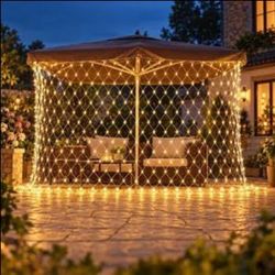 5.5x5.5' net LED string lights mesh micro wire outdoor lighting Halloween Xmas tree patio deck 120v AC plug in multi mode camping tent