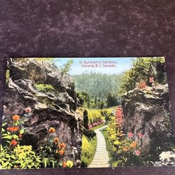 1938 Butchart Gardens Victoria BC Canada Postcard 2 Cent King George VI