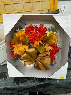 Artificial Fall Flower Bouquet with Gold Ribbon