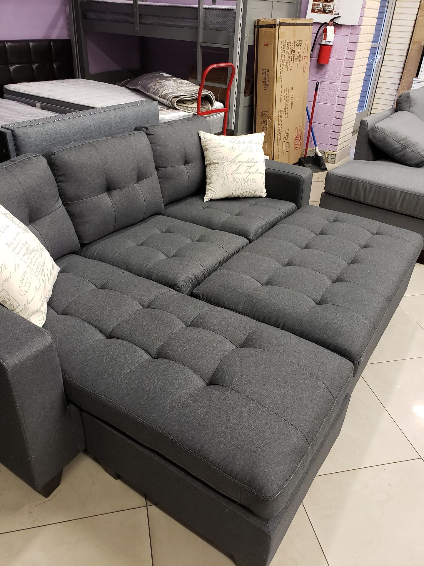 grey mini sectional